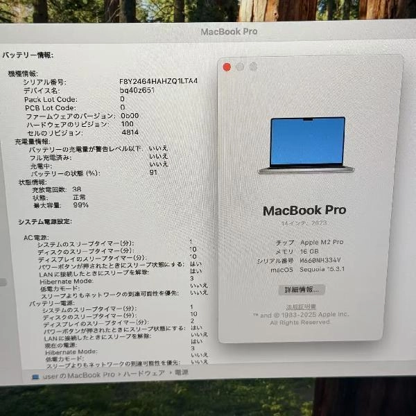 MacBook Pro 14インチ 2023 M2 Pro 512GB MPHH3J/A A2779 美品 シルバー